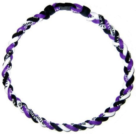 Baseball 3 Rope Braid Tornado Energy Necklace Purple Black White