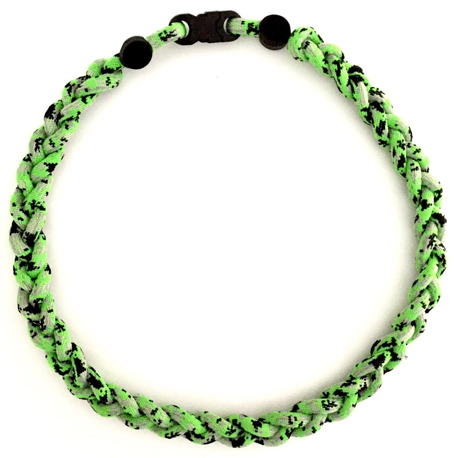 Baseball 3 Rope Braid Tornado Energy Necklace Green Camo