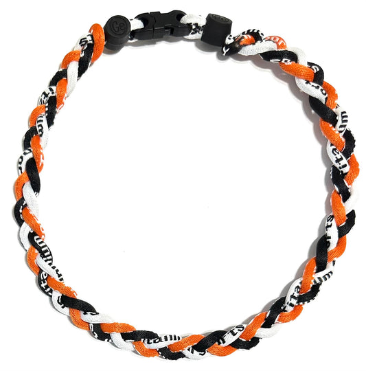 Baseball 3 Rope Braid Tornado Energy Necklace Orange Black White