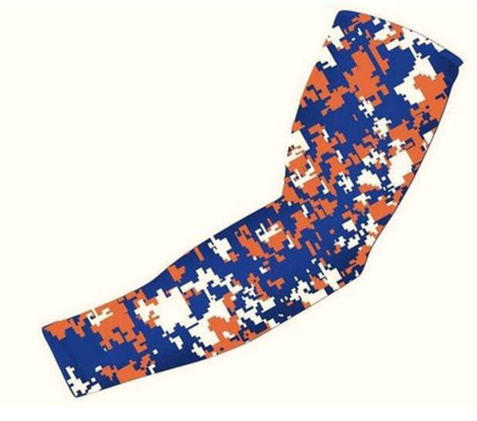 Sports Compression Arm Sleeve Orange Blue Digital Camo
