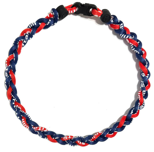 Baseball 3 Rope Braid Tornado Energy Necklace Navy Blue Red