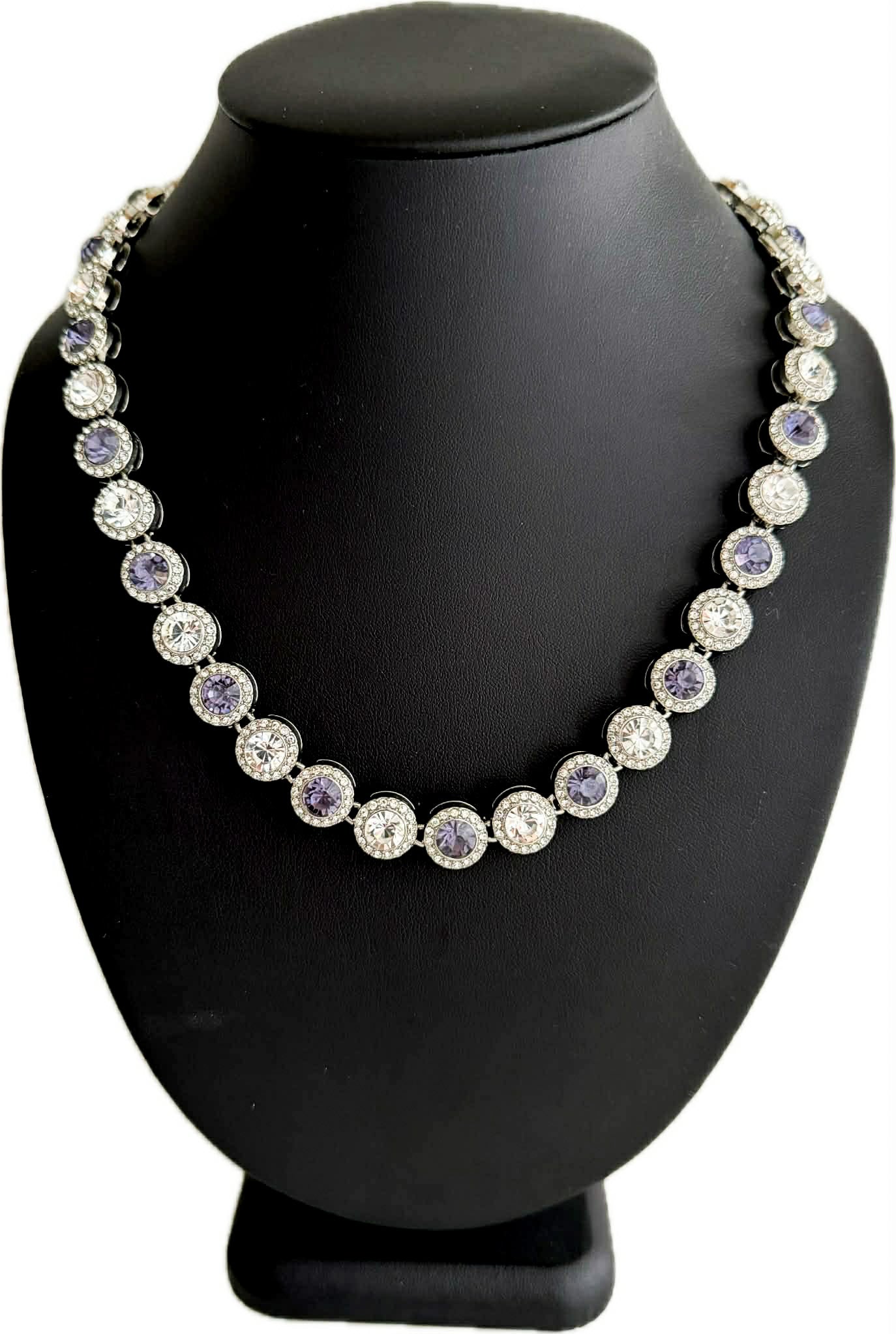Team Colors Collection Iced CZ Silver Cluster Baseball Player Chain Necklace Purple White