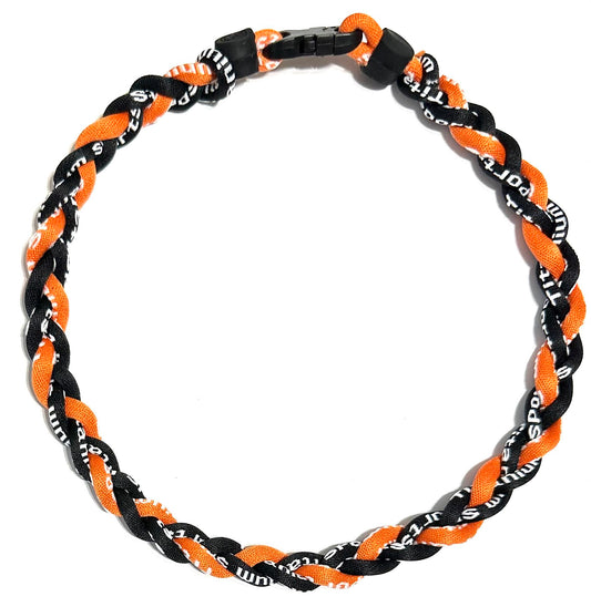 Baseball 3 Rope Braid Tornado Energy Necklace Orange Black