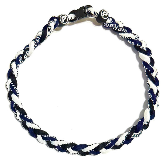 Baseball 3 Rope Braid Tornado Energy Necklace Navy Black White