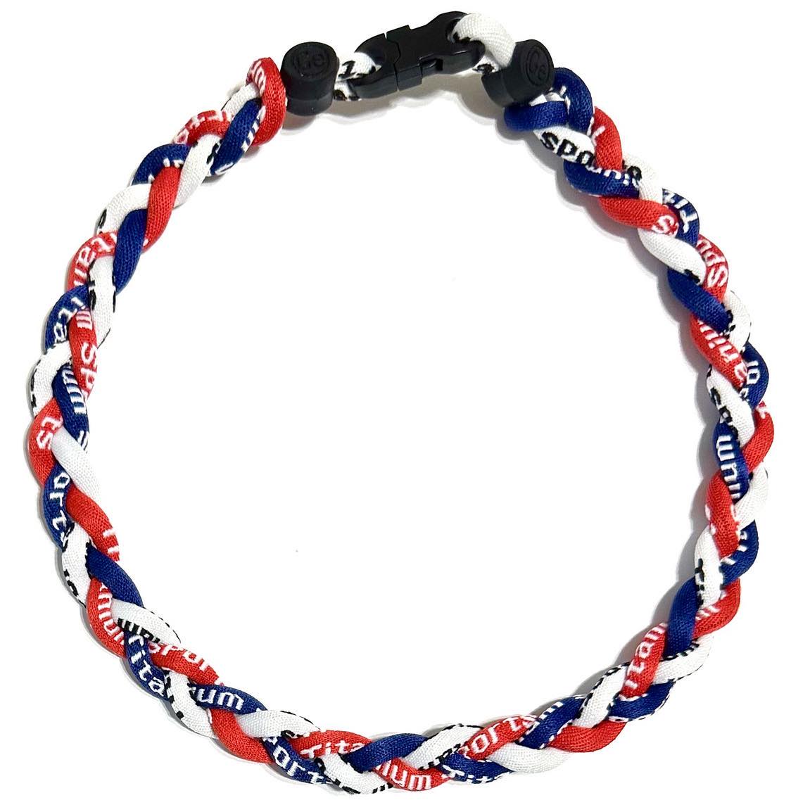 Baseball 3 Rope Braid Tornado Energy Necklace Red White Navy