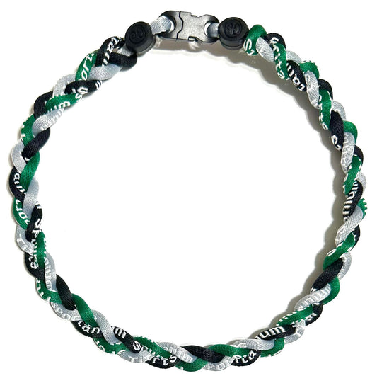 Baseball 3 Rope Braid Tornado Energy Necklace Green Black Gray