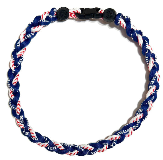 Baseball 3 Rope Braid Tornado Energy Necklace Navy Blue Baseball Stitch