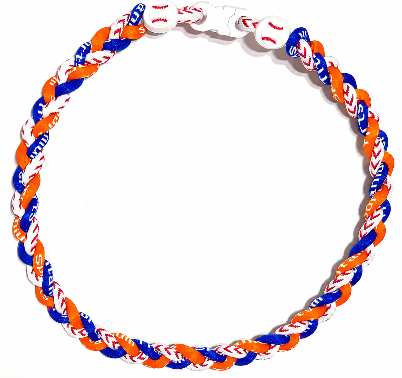 Tornado 3 Rope Energy Necklace Baseball Stitch Clasp Orange Royal White Gators