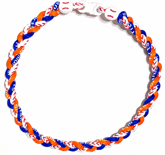 Tornado 3 Rope Energy Necklace Baseball Stitch Clasp Orange Royal White Gators