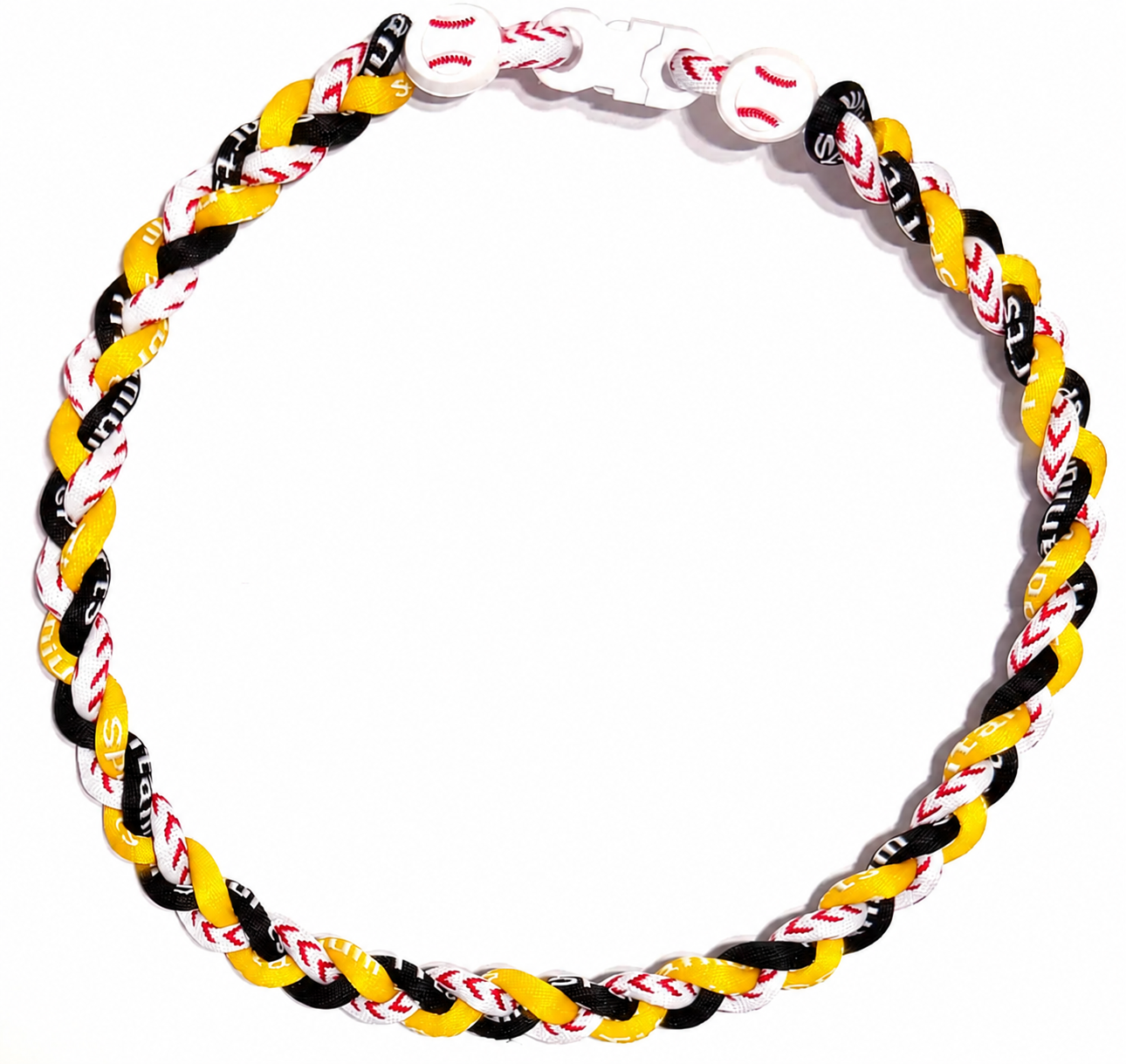 Tornado 3 Rope Energy Necklace Baseball Stitch Clasp Black Yellow White