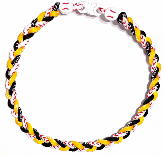 Tornado 3 Rope Energy Necklace Baseball Stitch Clasp Black Yellow White