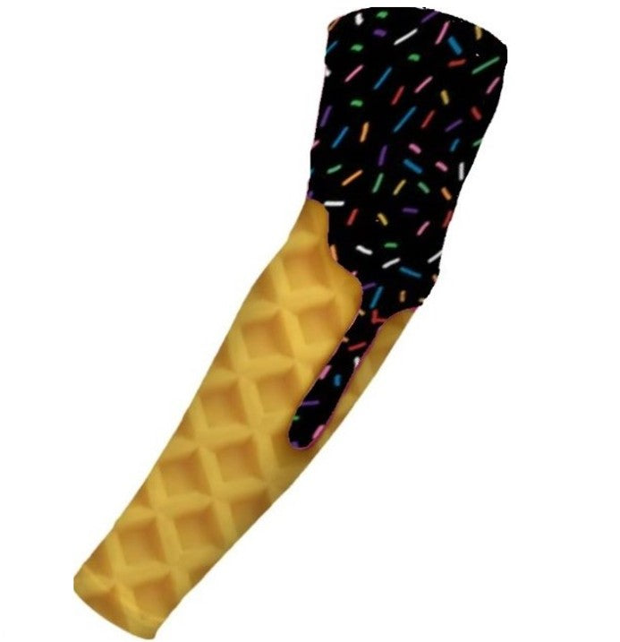 Baseball Sports Compression Arm Sleeve Black Ice Cream Cone Sprinkles