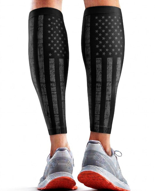 Performance Leg Calf Compression Sleeve Black USA Flag