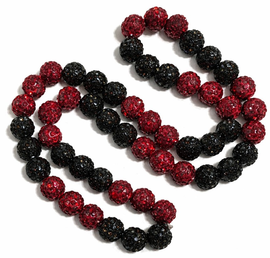 Iced Bling Disco Ball Rhinestone Crystal Bead Baseball Necklace Black Burgandy Maroon