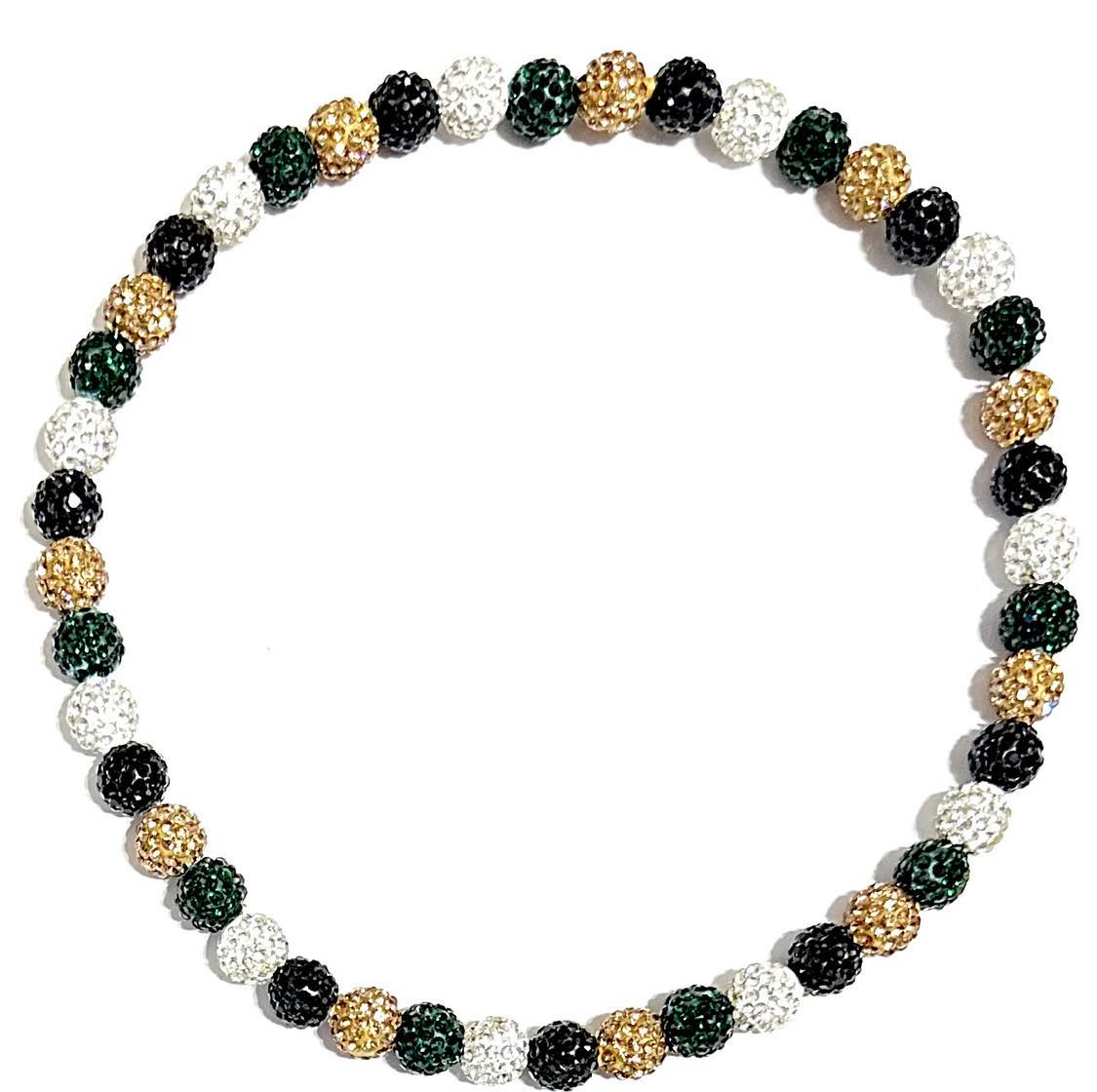 Iced Rhinestone Crystal Disco Ball Crystal Bead Baseball Necklace Army Camo
