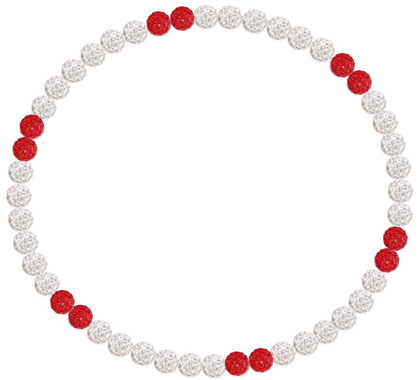 Iced Bling Disco Ball Rhinestone Crystal Bead Baseball Necklace Silver Snow Collection Red
