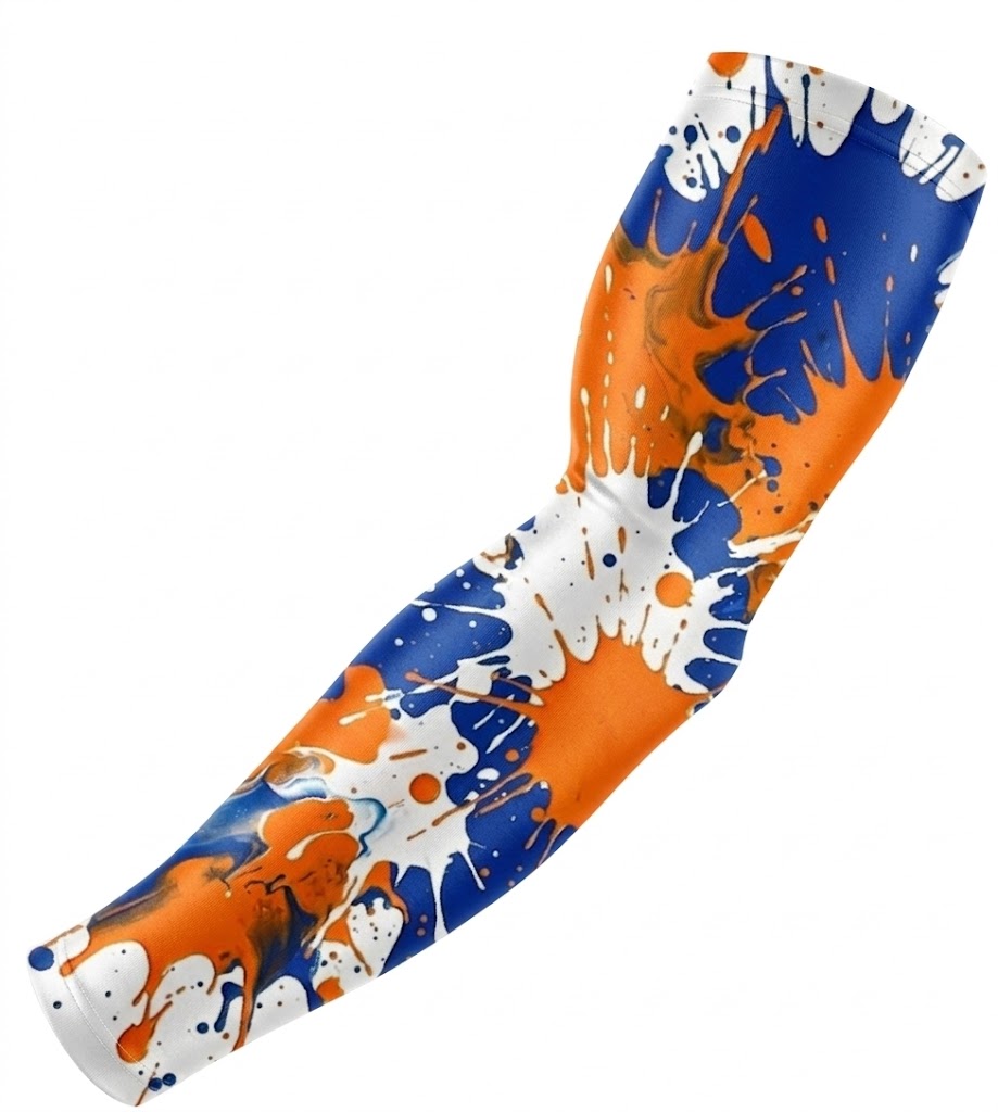 Sports Performance Compression Arm Sleeve Orange Blue Gators, Mets Drip Splatter