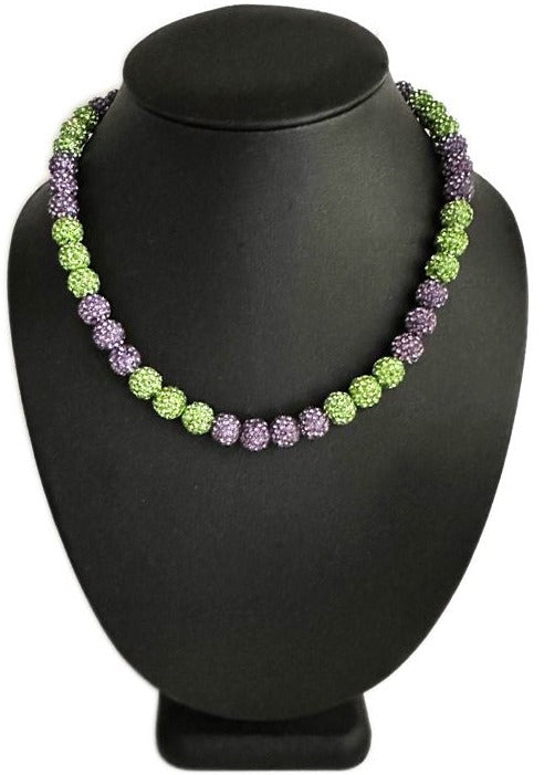 Iced Bling Disco Ball Rhinestone Pollyanna Crystal Bead Baseball Necklace Hulk