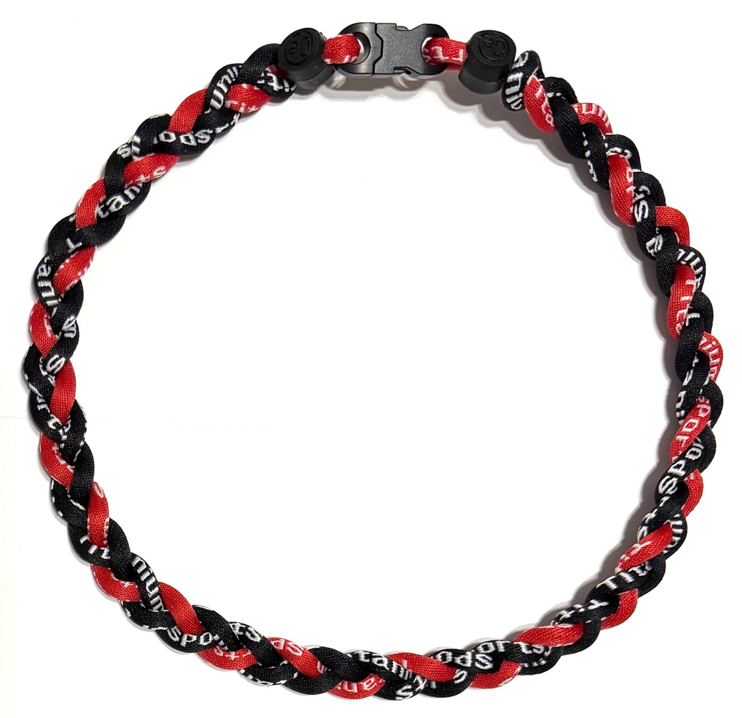 Baseball 3 Rope Braid Tornado Energy Necklace Red Black