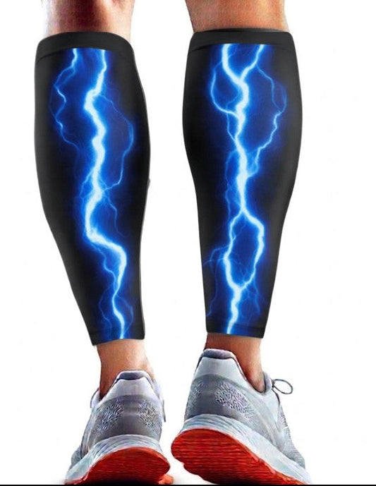 Performance Leg Calf Compression Sleeve Blue Lightning