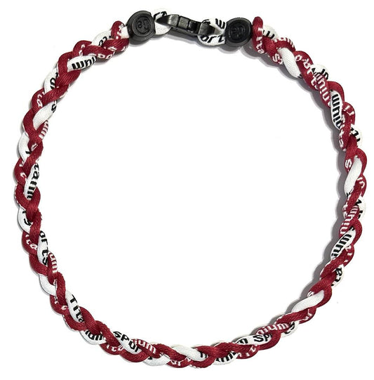 Baseball 3 Rope Tornado Energy Necklace Burgandy Maroon White