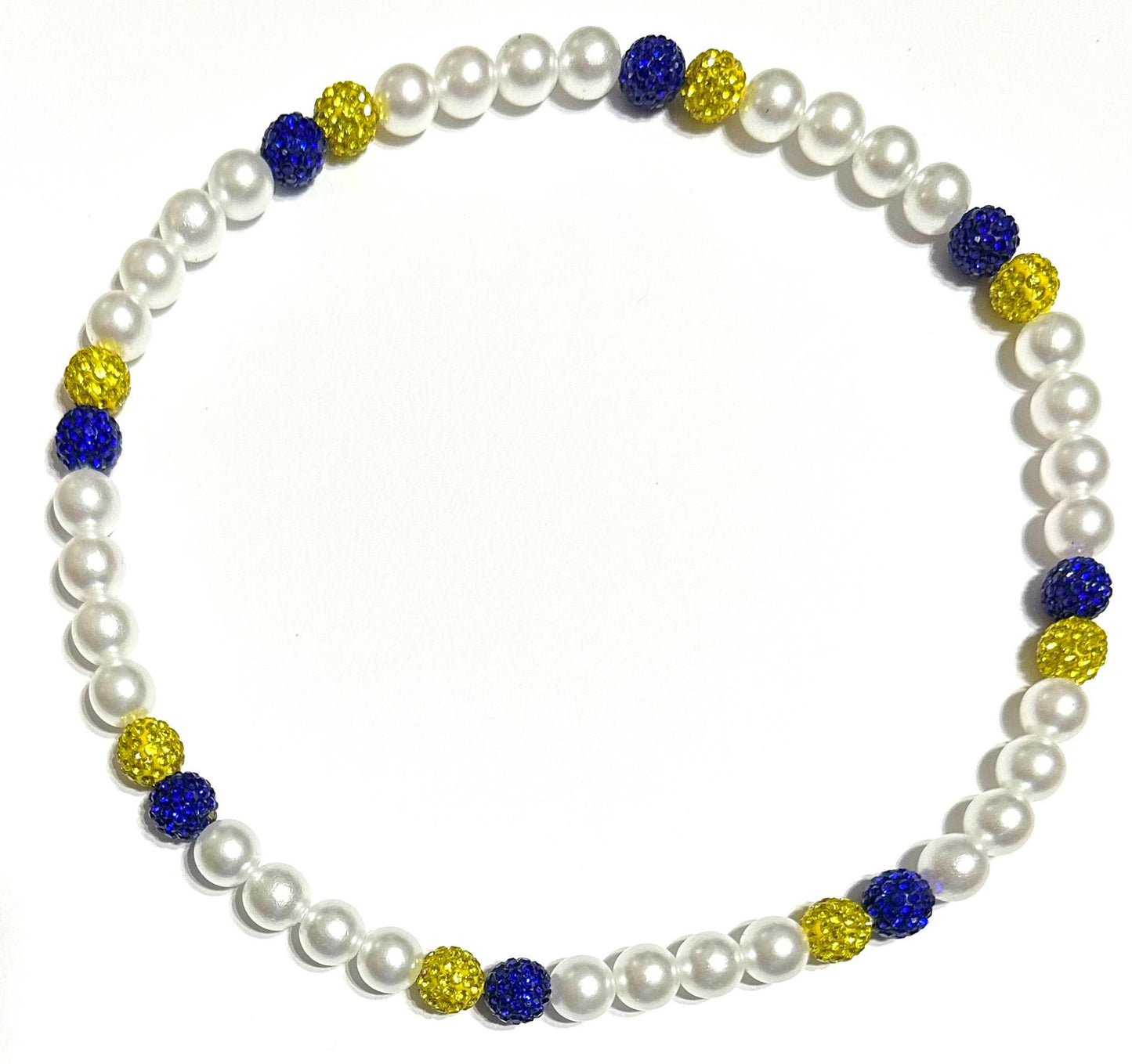 Iced Bling Disco Ball Rhinestone Crystal Bead Baseball Necklace Blue Yellow Pearl