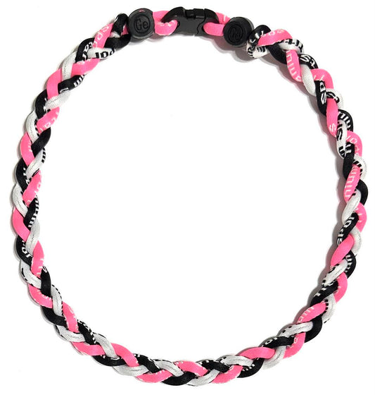 Baseball 3 Rope Braid Tornado Energy Necklace Black Pink White