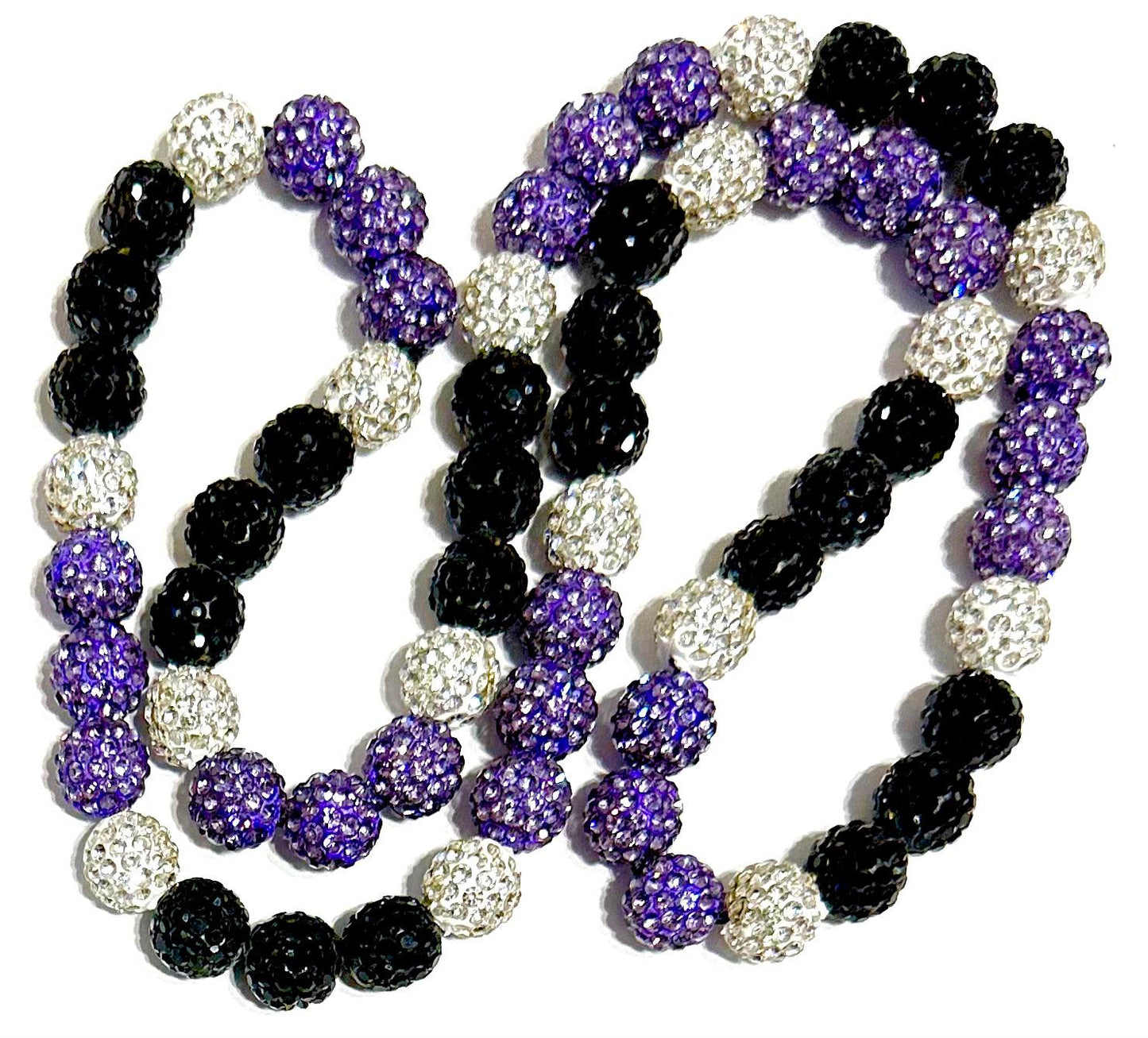 Iced Bling Disco Ball Rhinestone Crystal Bead Baseball Necklace Purple Black White