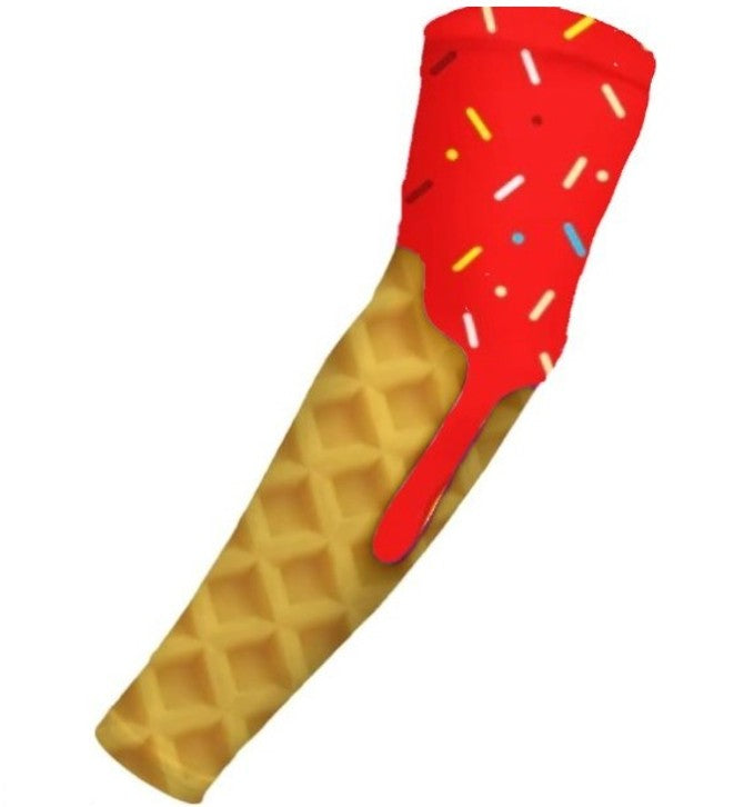 Baseball Sports Compression Arm Sleeve Cherry Red Ice Cream Cone Sprinkles