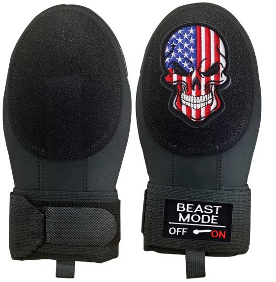Beast Mode On Baseball Sliding Mitt Glove USA Patriot Skull Black
