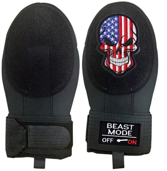 Beast Mode On Baseball Sliding Mitt Glove USA Patriot Skull Black