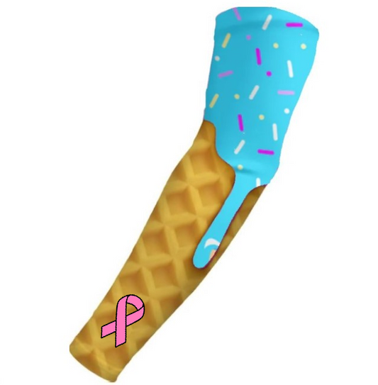 Baseball Sports Compression Arm Sleeve Pink Ribbon Cancer Awareness Blue Ice Cream Cone Drip