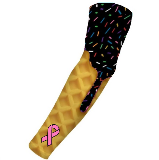 Baseball Sports Compression Arm Sleeve Pink Ribbon Cancer Awareness Black Ice Cream Cone Drip
