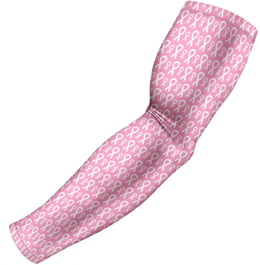 Baseball Football Sports Compression Arm Sleeve Pink Ribbon Cancer Awareness Pattern