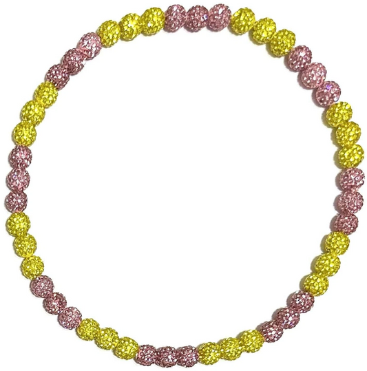 Iced Bling Disco Ball Rhinestone Crystal Bead Baseball Necklace Pink Lemonade