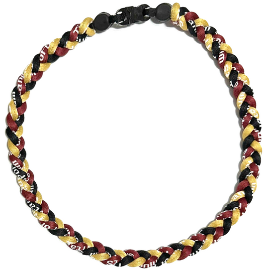 FSU Seminoles 3 Rope Braid Tornado Energy Twist Necklace Burgandy Vegas Gold Black