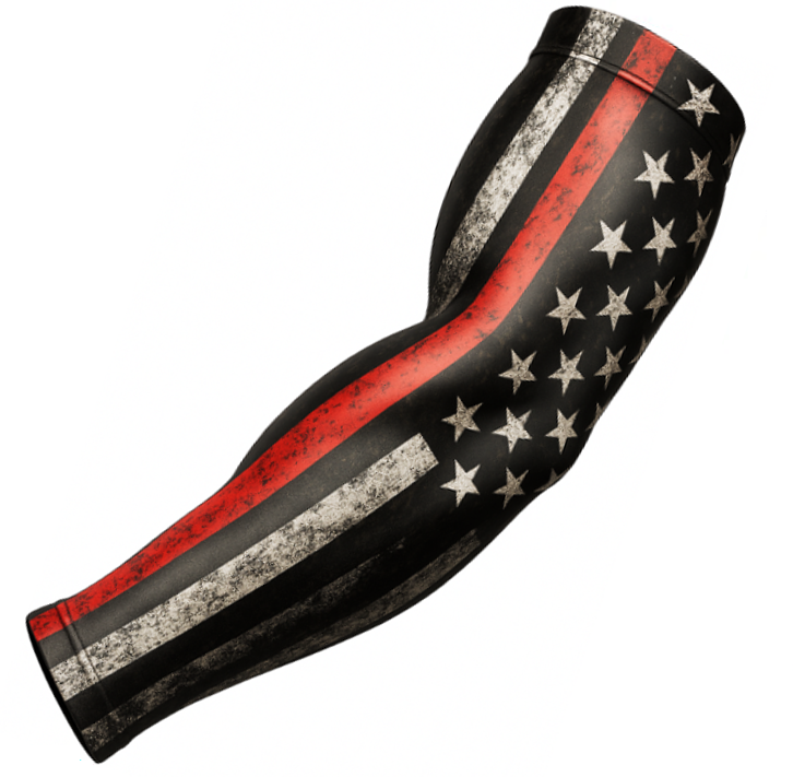 Firefighter Red Line Flag Stretch Compression Arm Sleeve