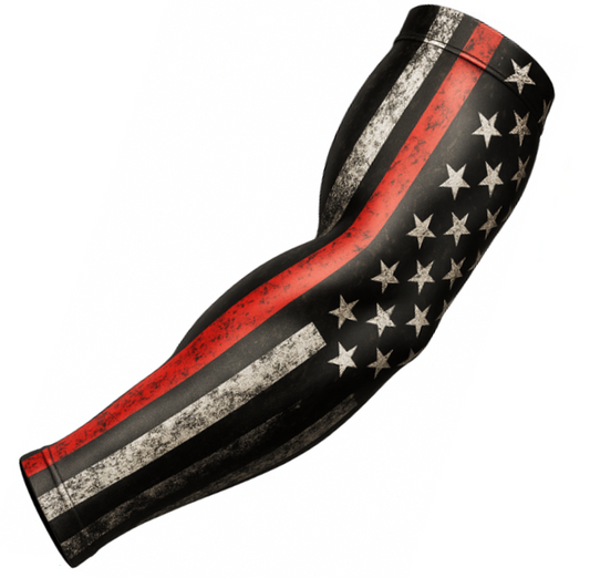 Firefighter Red Line Flag Stretch Compression Arm Sleeve