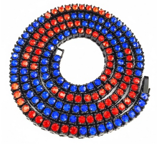 Team Colors Collection Iced CZ Baseball Player Chain Tennis Necklace Red Royal