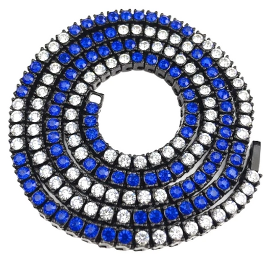 Team Colors Collection Iced CZ Baseball Player Chain Tennis Necklace Royal White