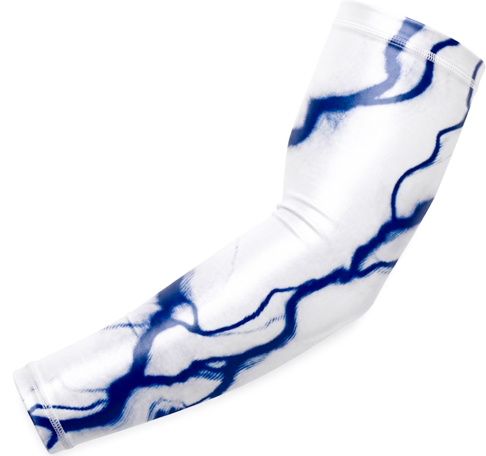 Baseball Football Compression White Arm Sleeve Blue Lightning