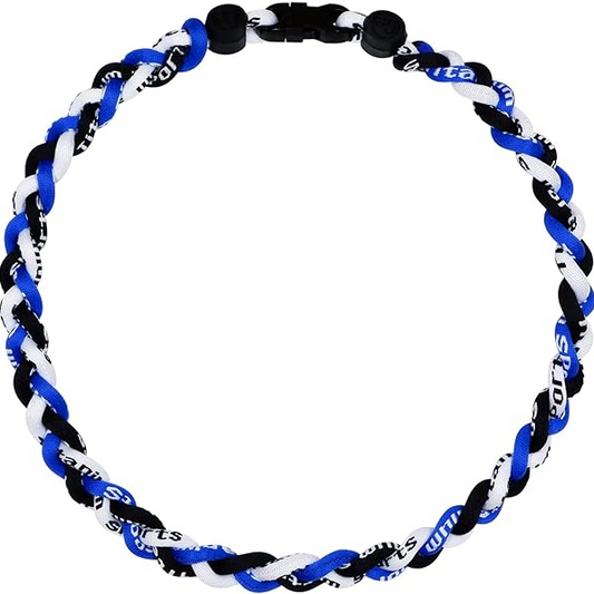 Baseball 3 Rope Braid Tornado Energy Necklace Royal Blue White Black