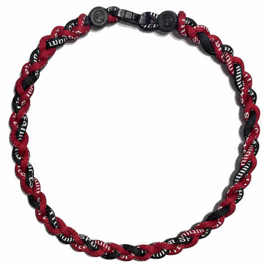 Baseball 3 Rope Braid Tornado Energy Necklace Maroon Burgandy Black