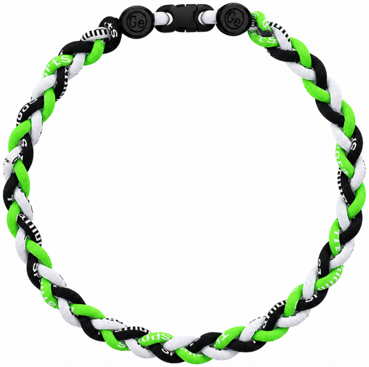 Baseball 3 Rope Braid Tornado Energy Necklace Lime Black White