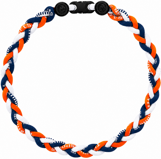 Baseball 3 Rope Braid Tornado Energy Necklace Orange Navy White