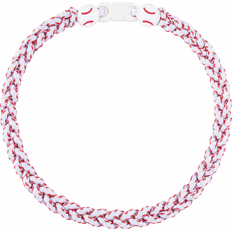 Baseball Stitch 3 Rope Braid Tornado Energy Necklace White Clasp