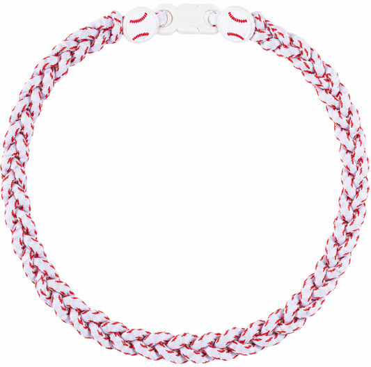 Baseball Stitch 3 Rope Braid Tornado Energy Necklace White Clasp