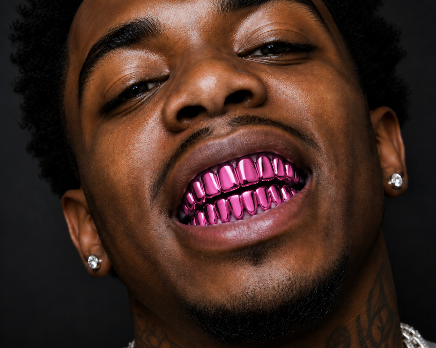 Shiny Pink Color Plated 8 Top 8 Bottom Teeth Mouth Grillz Set