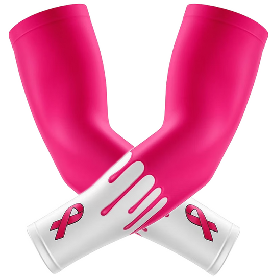 Football Compression Arm Sleeve Pink Ribbon Cancer Awareness Drip, Pair (2pc)