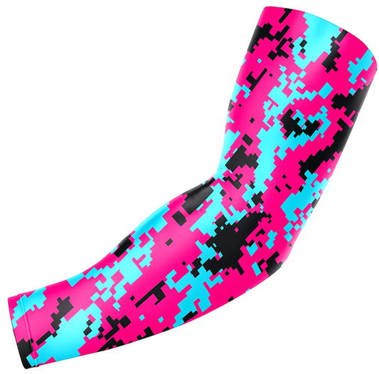 Baseball Football Sports Compression Arm Sleeve Pink Blue Digital Camo